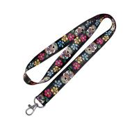 Lucky Line C210 Cordon tour de cou avec mousqueton pivotant Motif crâne de sucre