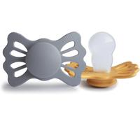 Lucky Lot De 2 SucettesSucette En SiliconeSans BpaFabriqué Au DanemarkTétine SymétriqueGreat Gray/Honey Gold (Taille 2 (6-18 Mois))
