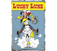 Lucky Luke Plaque décorative en tôle humoristique pour fans de la série Wild West - Western, Cowboy, Wild West - 14 x 20 cm