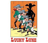 LUCKY LUKE Plaque en métal pour fans de la série de bandes dessinées - Décoration western, cow-boy, Far West, aventures humoristiques 14 x 20 cm