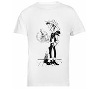 Lucky Luke T-Shirt Blanc À Manches Courtes pour Homme, Régulier