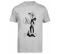 Lucky Luke T-Shirt Gris À Manches Courtes pour Homme, Régulier