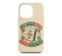 Lucky Mahjong Tile Game Retro Quatre Coins Coque pour iPhone 13 Pro