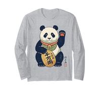 Lucky Maneki Neko Panda Ukiyo-e Art Japonais Esthétique Manche Longue