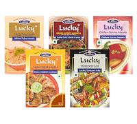 Lucky Masale Party Pack 3 (Tandoori Masala (poulet ou mouton), Shami Kabab, Poulet Korma, Kadhai Gosht, Yakhni Pulao/Pilaf)