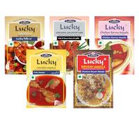 Lucky Masale Party Pack1 (Poulet 65, Sucette au Poulet, Poulet Masala, Poulet Korma, Mouton Biryani Masala)