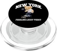 Lucky New York City NYC Teddy Bear SK8 Skateboarding Graphic PopSockets PopGrip pour MagSafe