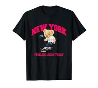 Lucky New York City NYC Teddy Bear SK8 Skateboarding Graphic T-Shirt