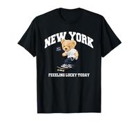 Lucky New York City NYC Teddy Bear SK8 Skateboarding Graphic T-Shirt