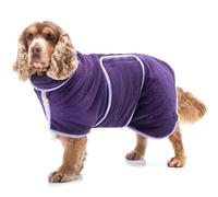 Lucky Paws® Peignoir Chien Super absorbante - Peignoir pour Chien à Double Couche Luxueuse - Serviette Ultra Douce - Séchez Votre toutou sans Effort en Quelques Minutes (L, Aubergine)