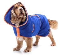 Lucky Paws® Peignoir Chien Super absorbante - Peignoir pour Chien à Double Couche Luxueuse - Serviette Ultra Douce - Séchez Votre toutou sans Effort en Quelques Minutes (L, Bleu)