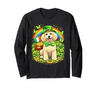 Lucky Poodle St Patrick’s Day Rainbow Shamrock Dog Lover Manche Longue