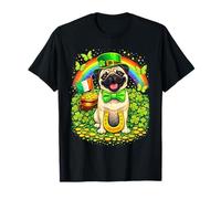 Lucky Pug St Patrick’s Day Rainbow Irish Shamrock Dog Lover T-Shirt