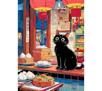 Lucky Puzzles - Bao & Whiskers - Puzzle de 1000 pièces pour adultes | Chat fantaisiste et œuvre d'art Dim Sum | Cadeau unique pour les amateurs de puzzle et les gourmets
