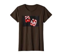 Lucky Red Dice Rolling Jeux T-Shirt, Femme, Marron, XS