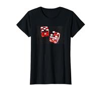 Lucky Red Dice Rolling Jeux T-Shirt, Femme, Noir, XS