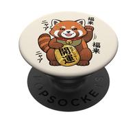 Lucky Red Panda Maneki Neko Manga rétro années 90 PopSockets PopGrip Adhésif