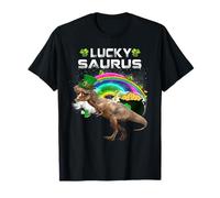Lucky Saurus Dinosaur Lucky Shamrock Funny St Patricks Day T-Shirt
