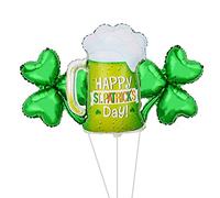Lucky Shamrock Trèfle Feuille Ballons carrés Irlandais Ballons Bière Verre à vin Fête de la Saint-Patrick Décorations de fête Fête de la St Patricks Ballon en aluminium Ballon à quatre feuilles Verre