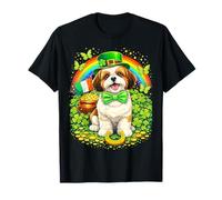 Lucky Shih Tzu St Patrick’s Day Rainbow Shamrock Dog Lover T-Shirt