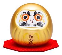 Lucky Shop Décoration Feng Shui, poupée Daruma pour l'argent, la fortune et la prospérité, bénie au sanctuaire japonais pour la bonne chance, 9,4 x 9,4 x 9,1 cm en céramique japonaise originale