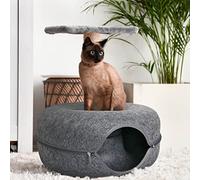 Lucky Sign - Lit pour Chat Fliz Donut - Jouet Tunnel Amovible - Peut être utilisé pour Les Lits ou Les Jouets pour Chat - 50 x 50 x 20 cm - Gris foncé