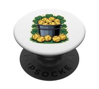 Lucky Softball Bucket St Patrick's Day Clover PopSockets PopGrip Adhésif