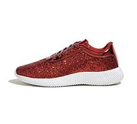 LUCKY STEP Baskets Brillantes Femme avec Strass et Paillettes Métalliques, Chaussures de Tennis Légères. (Rouge, 9US-40EU-7UK)