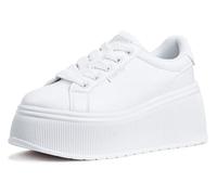 LUCKY STEP Baskets Femme à Plateforme Compensée | Tige synthétique, doublure effet mousse au talon, lacets et semelle compensée haute pour looks casual.