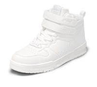 LUCKY STEP Baskets Mode Femme Bottes de Basket pour Marcher avec Plateforme à Fermeture Auto-agrippante Baskets Casual en Similicuir (Blanc, 7US-37EU-4UK)