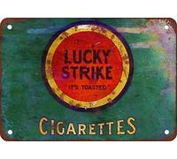 Lucky Strike Cigarettes Reproduction vintage en aluminium Décoration de cour extérieure Panneau 20,3 x 30,5 cm