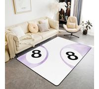 Lucky - Tapis d'intérieur à 8 boules pour enfants, tapis de sol artistique et rêveur pour filles et garçons, aquarelle tendance, tapis antidérapant, violet et blanc, décoration de salon, 1,5 x 1,8 m