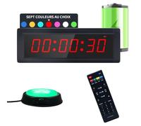 LUCKY TIME Chronomètre Sport avec télécommande, 7 Couleurs, Rechargeable | Portable, écran LED 12/24 h, minuteur d’intervalle, bouton marche/arrêt, idéal pour l’entraînement, le sport et la maison
