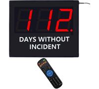 LUCKY TIME Compteur de jours sans accident, panneau sécurité 31,5x26 cm | Affichage numérique à montage mural, compteur et alerte pour sécurité au travail en usine, atelier ou bureau.
