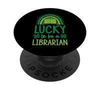 Lucky to Be A Librarian Boho Rainbow St Patrks Day PopSockets PopGrip Adhésif
