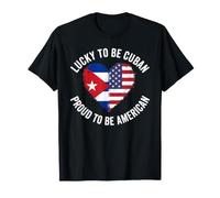 Lucky to Be Cuban Proud Drapeau américain en Forme de cœur T-Shirt