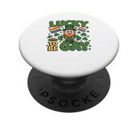 Lucky to Be Gay St Patrick Motif Rainbow Pride PopSockets PopGrip Adhésif