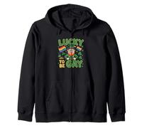 Lucky to Be Gay St Patrick Motif Rainbow Pride Sweat à Capuche
