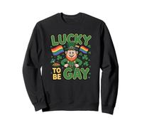 Lucky to Be Gay St Patrick Motif Rainbow Pride Sweatshirt