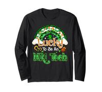 Lucky to Be MRI Tech Trèfle Arc-en-Ciel St Patrick Day Manche Longue