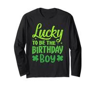 Lucky to Be The Birthday Boy Shamrock St Patrick's Day Boys Manche Longue