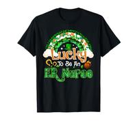 Lucky to Be Trèfle d'infirmière Arc-en-Ciel St Patrick T-Shirt