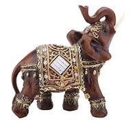 HEEPDD Lucky Wealth Elephant Statue, Lucky Feng Shui Wood Grain Wood Elephant Statue Sculpture Wealth Figurine Gift Home Decoration Collection[L] Statues