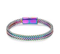 LUCKY2+7 Bracelets pour hommes - Bracelet en acier inoxydable avec fermoir magnétique et chaîne Franco