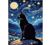 luckyarina Peinture par numéros - Pour enfants à partir de 5, 6, 7, 8, 9, 10 ans - Motif chat noir - Peinture par numéros - Peinture par numéros - Pour débutants - Décoration murale - 30 x 40 cm