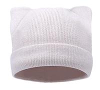 LUCKYBUNNY Bonnet tricoté avec Oreilles de Chat pour Femmes et Filles, Automne et Hiver, Blanc - sans « M », Talla Única