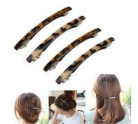 Luckycivia Lot de 4 barrettes à cheveux longues et fines faites à la main en onyx celluloïd, élégantes pinces à cheveux automatiques, barrettes pour queue de cheval pour femme/fille, 10,2 cm