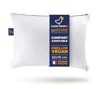 Luckyduck Oreiller Ajustable 50x70 - Confort Personnalisable et modifiable à volonté - Percale Coton Blanche - Soutien Moelleux ou Ferme - Lavable en Machine