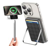 LUCKYDUO Batterie Externe,avec Porte Carte Support Pliable,5000mAh Mini Power Bank Magnétique sans Fil, Slim Chargeur Portable Induction Compatible avec iPhone 16/15/14/13 Séries