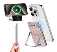 LUCKYDUO Batterie Externe,avec Porte Carte Support Pliable,5000mAh Mini Power Bank Magnétique sans Fil, Slim Chargeur Portable Induction Compatible avec iPhone 16/15/14/13 Séries